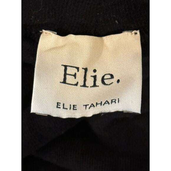 Elie Tahari Black Mock Neck Puff Shoulder Long Sleeve sweater Women Medium - Picture 11 of 11